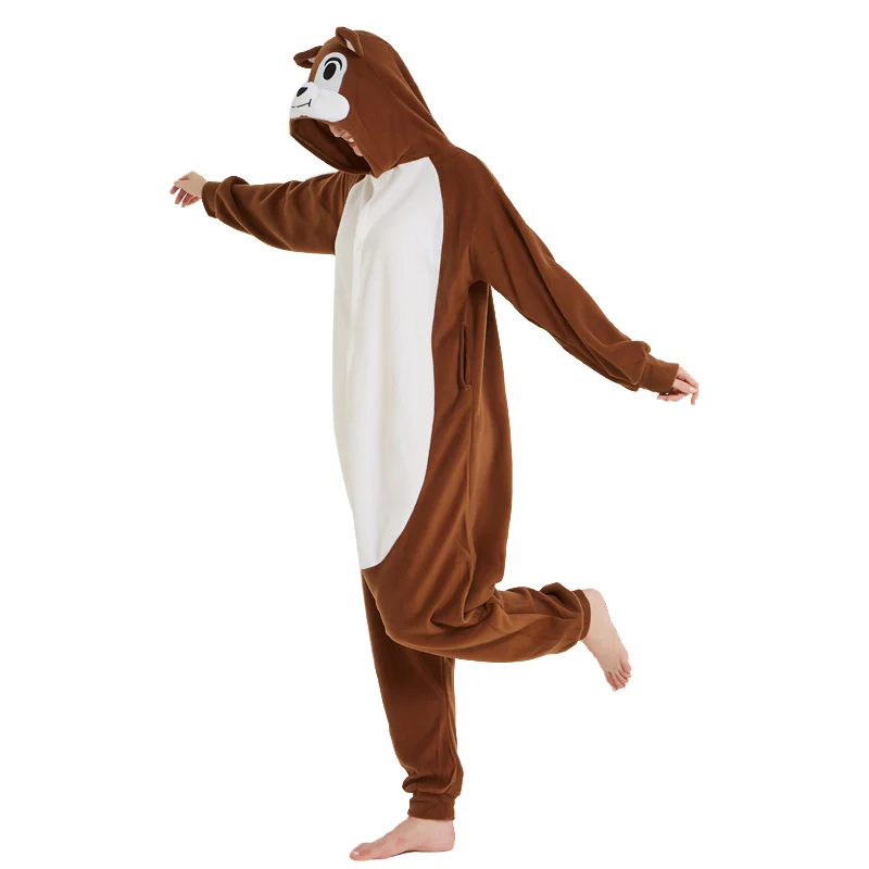 Пижама с белкой на Хэллоуин Kigurumi для женщин ткань флис зимняя комбинезон