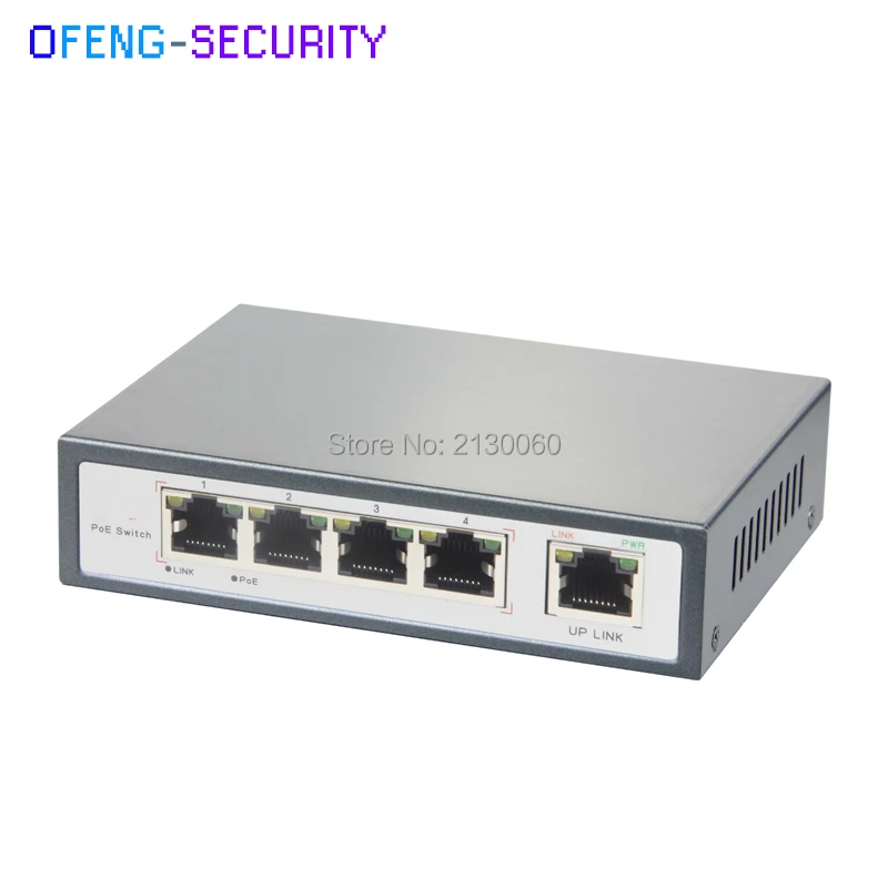 5-Порты и разъёмы коммутатор PoE Switch, 4 PoE Порты+ 1 uplink Порты и разъёмы, адаптер переменного тока, IEEE802.3at/af(30 Вт), 120 Вт(52 V/2.15A), ширина полосы частот 1,6 Гбит/с