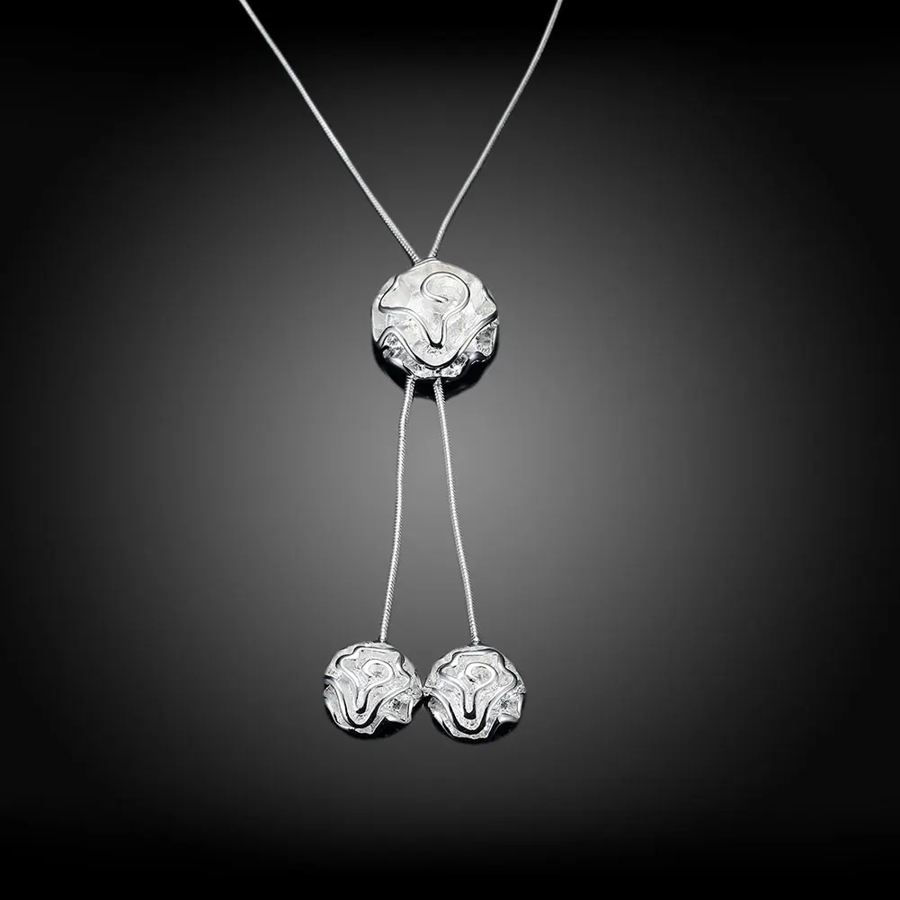 Женская цепочка с подвеской в виде цветка розы серебряным покрытием|flower pendant