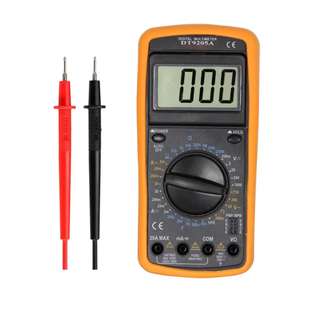 

DT9205A Professional Edition Digital Multimeter Electric Handheld Ammeter Voltmeter Resistance Capacity hFE Tester AC DC LCD