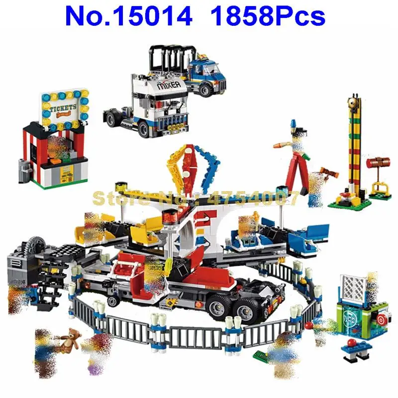 

1858pcs street amusement park giant stride carnival 10 figures building blocks 10244 Toy