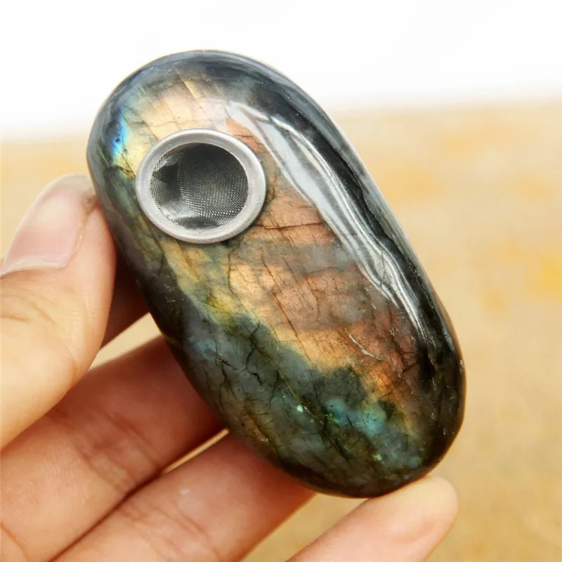 

Free Shipping! Natural LABRADORITE Quartz Smoking Pipe for tobacco