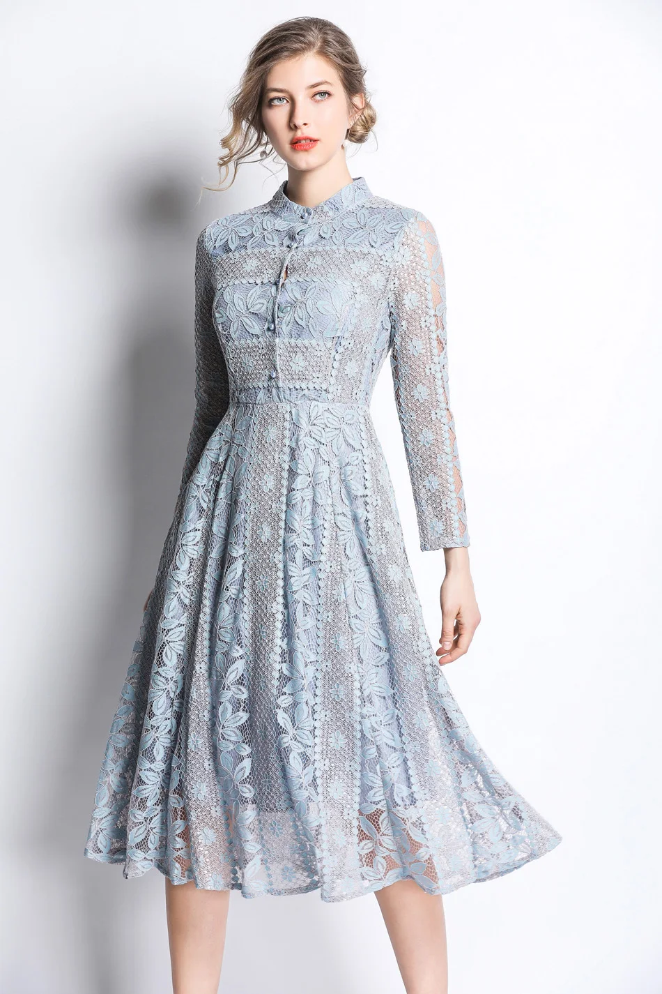 H Han queen Новое поступление весеннее кружевное платье модное винтажное цветочное открытое роскошное элегантное тонкое женское вечернее платье