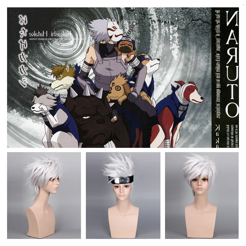 

Anime NARUTO Hatake Kakashi Cosplay Wig Women Men Solid Sliver Soaring Fluffy Short Hair Wigs Halloween Party Accessories Hair