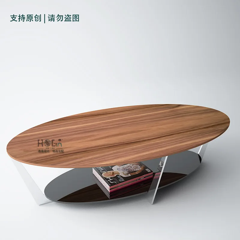 Oval Stainless Steel Frame Walnut Wood Surface Paint Thick Gl Oval Stainless Steel Frame Walnut Wood Surface Paint Thick Gl Coffee Table New Scandinavian Furniture Designers In Tables From On