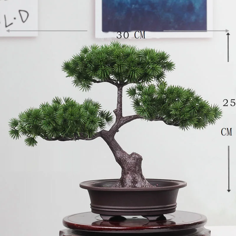 Искусственный большой бонсай Добро пожаловать бонсай-сосна дерево в горшке, искусственное растение поддельные пластиковые бонсай украшения для офиса и дома - Цвет: Style 1 Dark Green