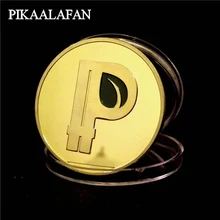 PIKAALAFAN P Письмо Монета зеленые листья BTC надпись специальная позолоченная монета памятная монета Биткоин монеты