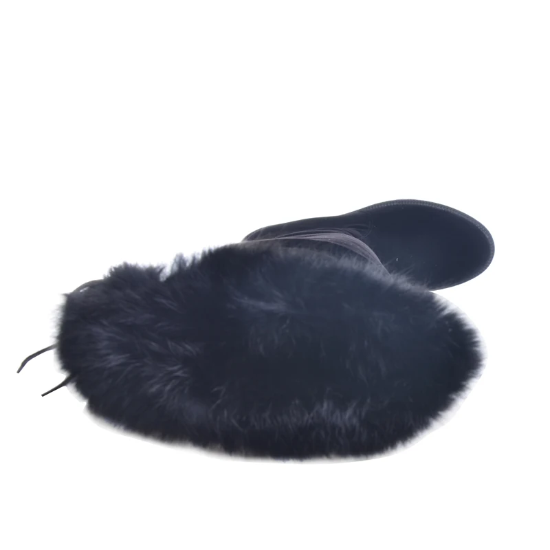 HEE GRAND Сапоги выше колена Зимние дамские флоковые сапоги с кроличьим мехом на молнии Увеличивающие рост сапоги на скрытой платформе Дамская обувь XWX3557
