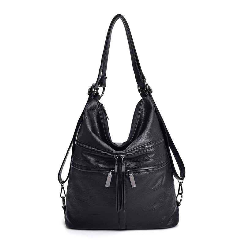 Vadim многофункциональные сумки женские сумки дизайнерские женские сумки через плечо женская сумка Большая вместительная кожаная сумка с верхней ручкой - Цвет: Black