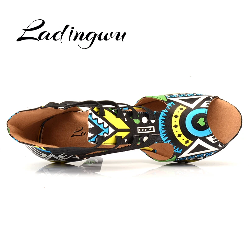  Ladingwu Brand Latin Dance Shoes Ladies Dance Boots Elastic band adjustment Ballroom Dance Shoes Bl