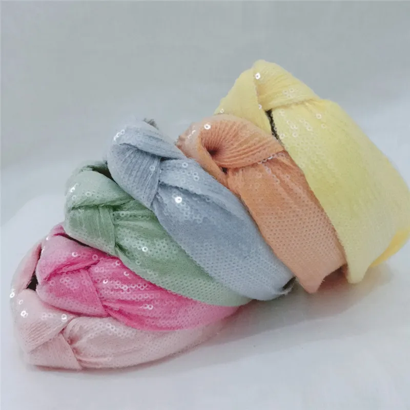 

2019 hair bows bohemian sequins design tie a knot hoops women headbands girls hair accessories