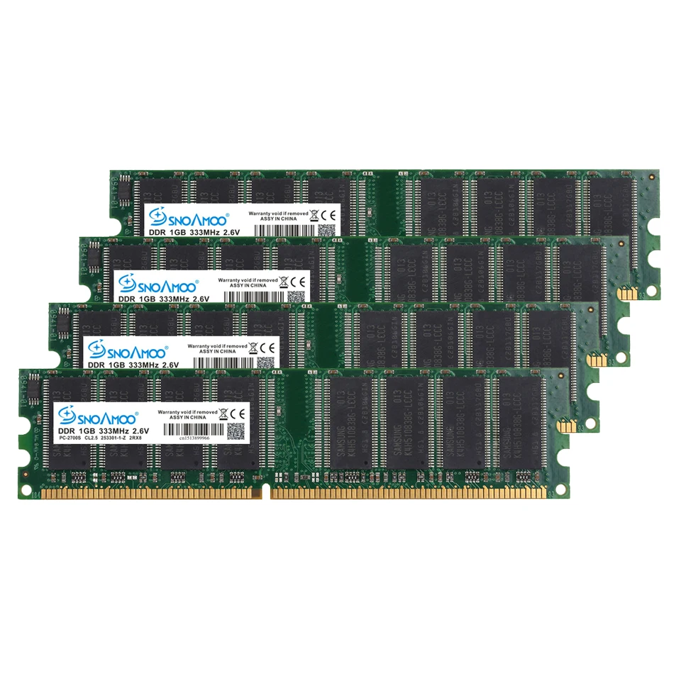 SNOAMOO DDR 2 шт. x1GB 400 МГц PC3200 184PIN CL3 ОЗУ Высококачественная память для настольных ПК DIMM