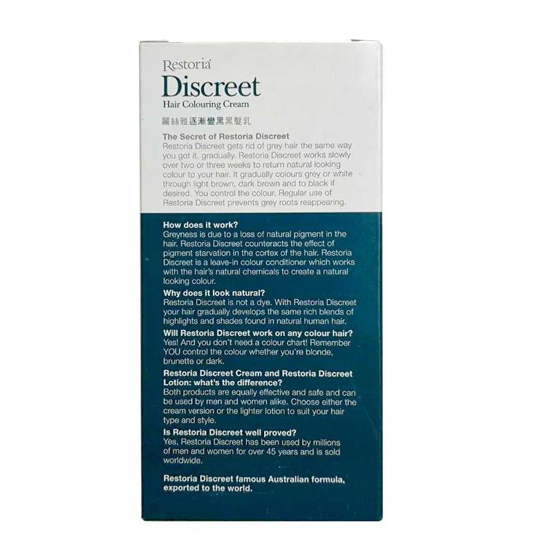 Australia Restoria Discreet Colour Restoring Cream150ml Solution to Colour Grey Hair Dye Colour Conditioner Men Women Haircolour Australia Restoria Discreet Colour Restoring Cream150ml Solution to Colour Grey Hair Dye Colour Conditioner Men Women Haircolour