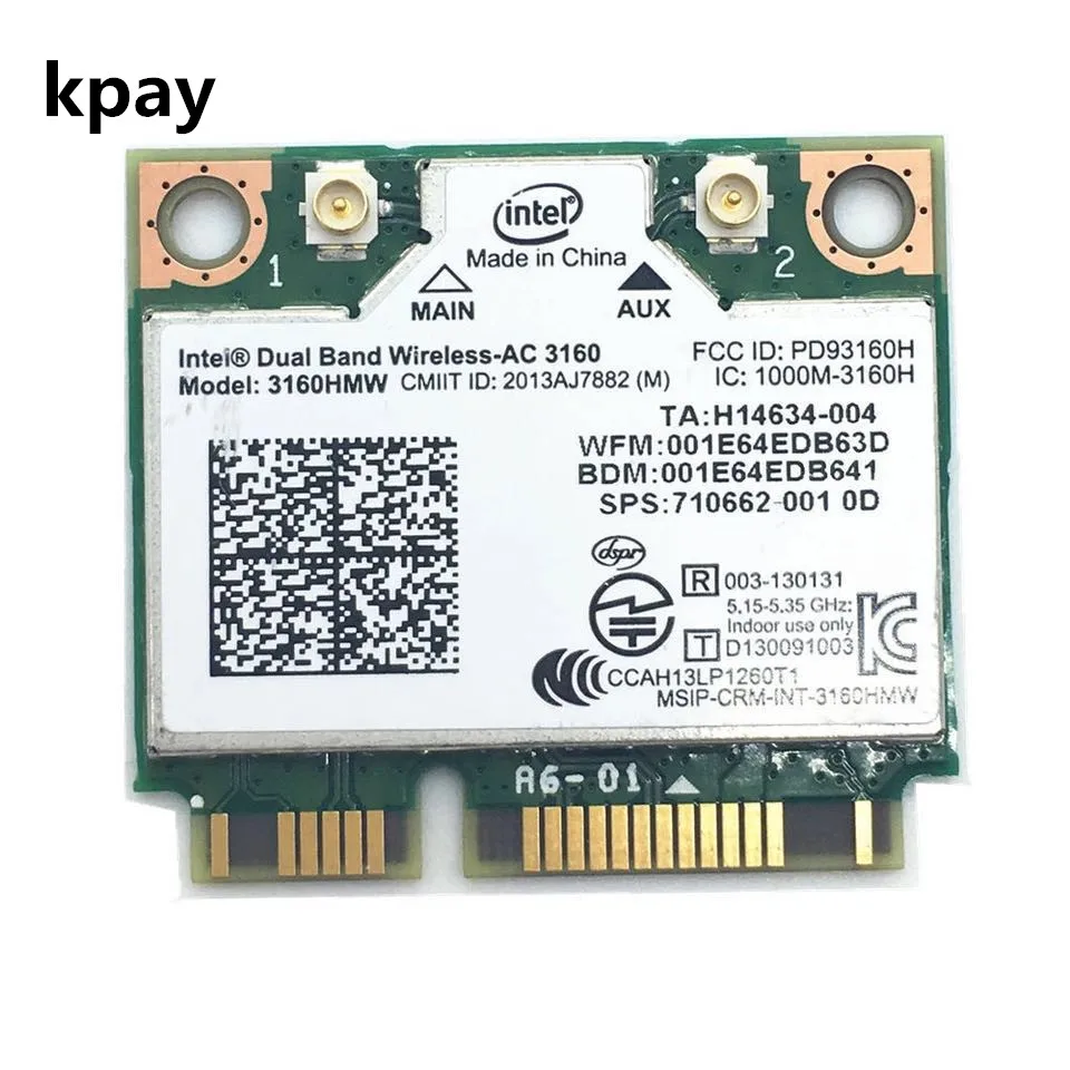 Двухдиапазонный беспроводной-AC для Intel 3160 3160HMW 802.11ac Wifi + Bluetooth 4,0 мини-карта pci-e 2,4G и 5 ГГц 802.11a/b/g/n/AC