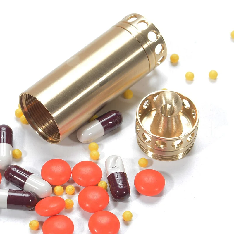 Outdoor Aluminium Waterproof Strong CNC Emergency First Aid Kits Safety Survival Pill Bottle Camping EDC Tank Box For Medicine | Спорт и