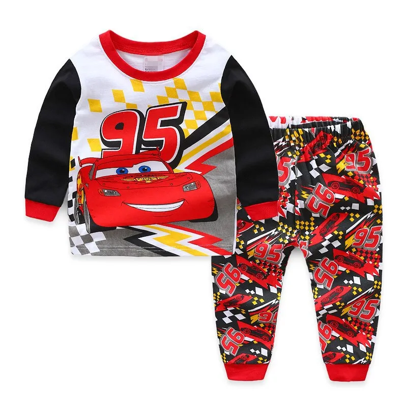 New Kids Pajamas Set Cartoon Airplane Cotton Pyjamas Tops+Pants 2 Pieces Children Pjs Boys Clothing Set 2-7 Years