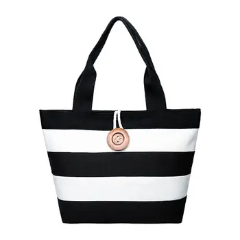 

Women's Canvas Bag Casual Tote Handbags Fashionable All-Match Stripe Single Shoulder Tote Bag Large Capacity Handbag