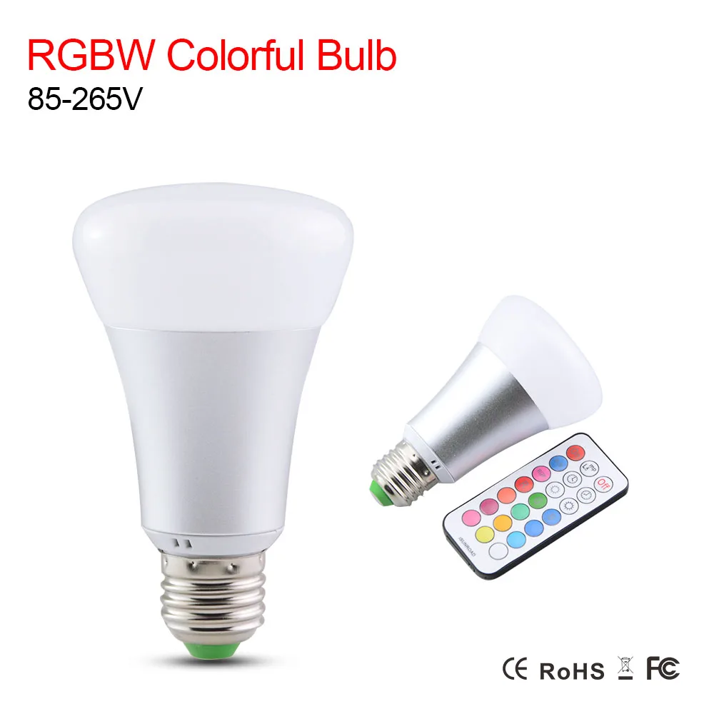 

AmmToo LED Bulbs Lamp 220V 110V E27 10W RGBW (RGB+White) Dimmer Timer Controller Muticolor Changing Decor Lights For Living Room