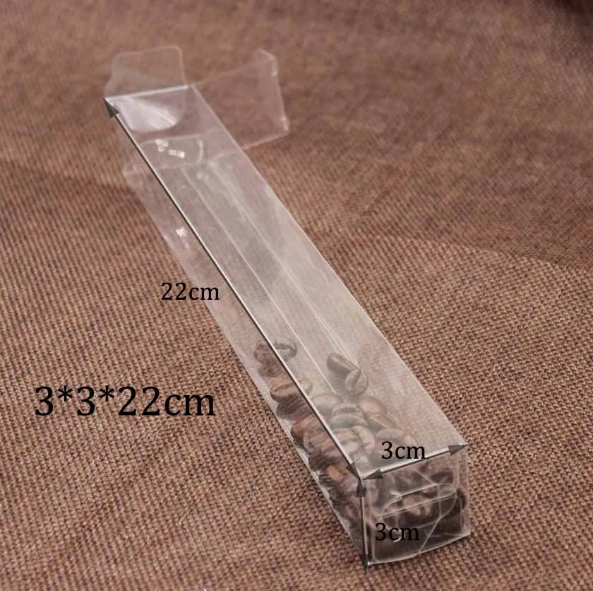 

3*3*22cm 50Pcs/Lot PVC Clear Plastic Packaging Boxes Small Gift Craft Wedding Party Favor Transparent Plastic Package Box for Ev