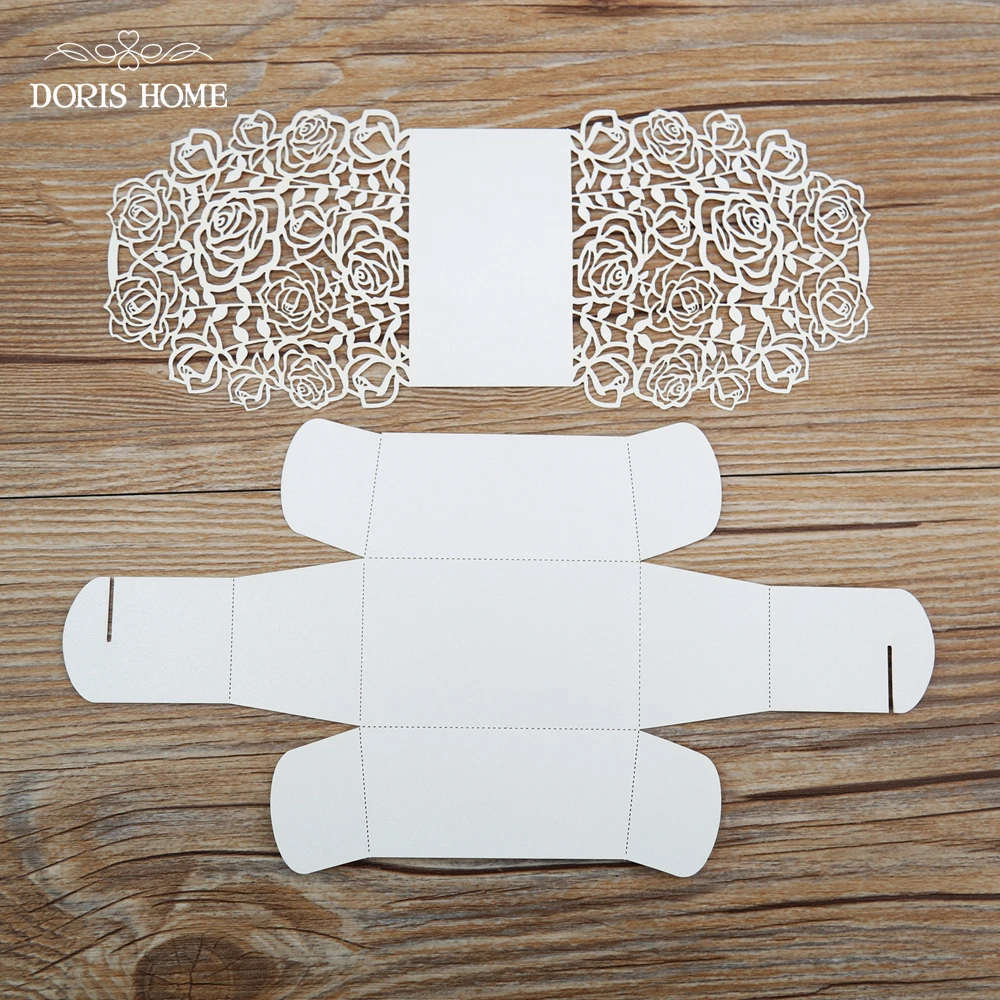100pcs Cream Rose Laser Cut Wedding Favor Boxes Wedding Candy Box Casamento Favors And Gifts