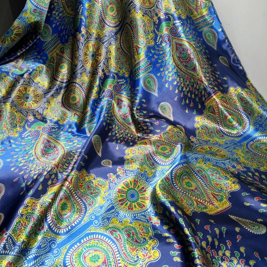 

print fabric satin Soft ethnic Sateen tilda craft scarf Fabric 100cm*150cm silky printed DIY sewing ribbon Fabrics