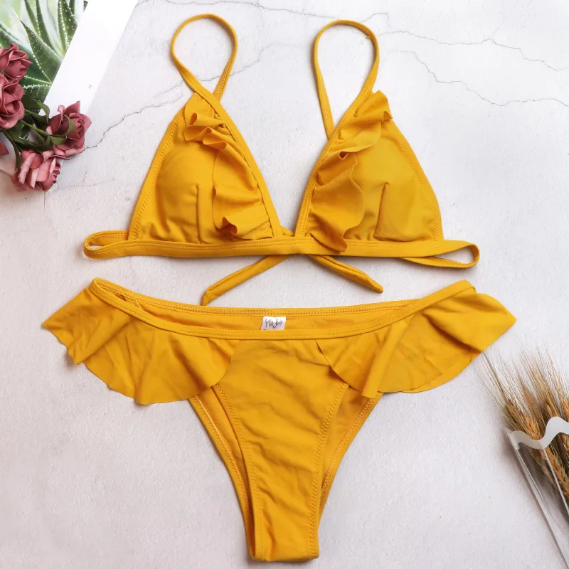 

Sexy Women 2019 New Bikinis Two-Pieces Swimsuit Summer Swimwear Padded Push-up Bra Bikini Set Solid Bathing Suit Beachwear