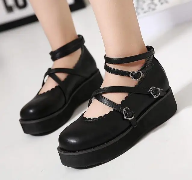 

Japanese preppy style women shoes kawaii heavy-bottomed love lolita shoes cute princess kawaii jk uniform cosplay shoes loli