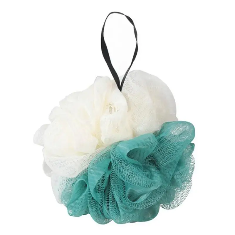 1pc Cute Bath Ball Green Flower Mesh Back Scrubbing Bubble Ball ribbon