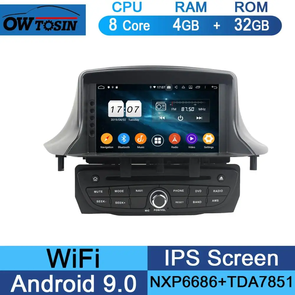 " ips 8 Core 4G ram+ 64G rom Android 9,0 автомобильный dvd-радио GPS для Renault Megane III Fluence 2009- DSP CarPlay Parrot BT стерео - Цвет: 32G