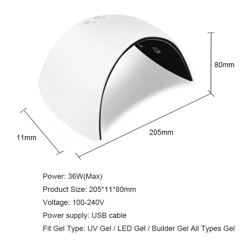 6 Вт 36 Вт Сушилка для ногтей Светодиодный УФ-лампа Micro USB Гель-лак отверждающая машина для домашнего использования Инструменты для дизайна ногтей для ламп - Цвет: 27W