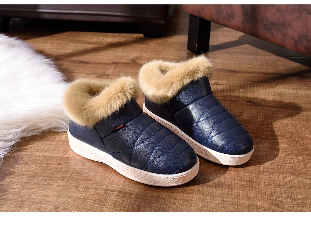 ASIFN Men Slippers with Fur Plush Warm Winter Women Fur Slipper Solid Men Shoes Couple Platform Soft Indoor Fluffy Home Male