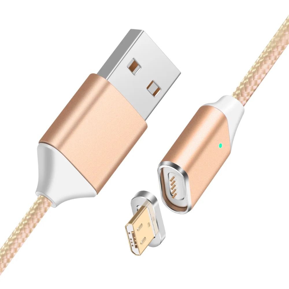 Магнитный кабель Нейлон Плетеный Магнит Micro USB кабель для быстрой зарядки передачи и синхронизации данных Зарядное устройство для подключения кабеля к кабелю для Xiaomi samsung Android - Цвет: Gold Micro Cable