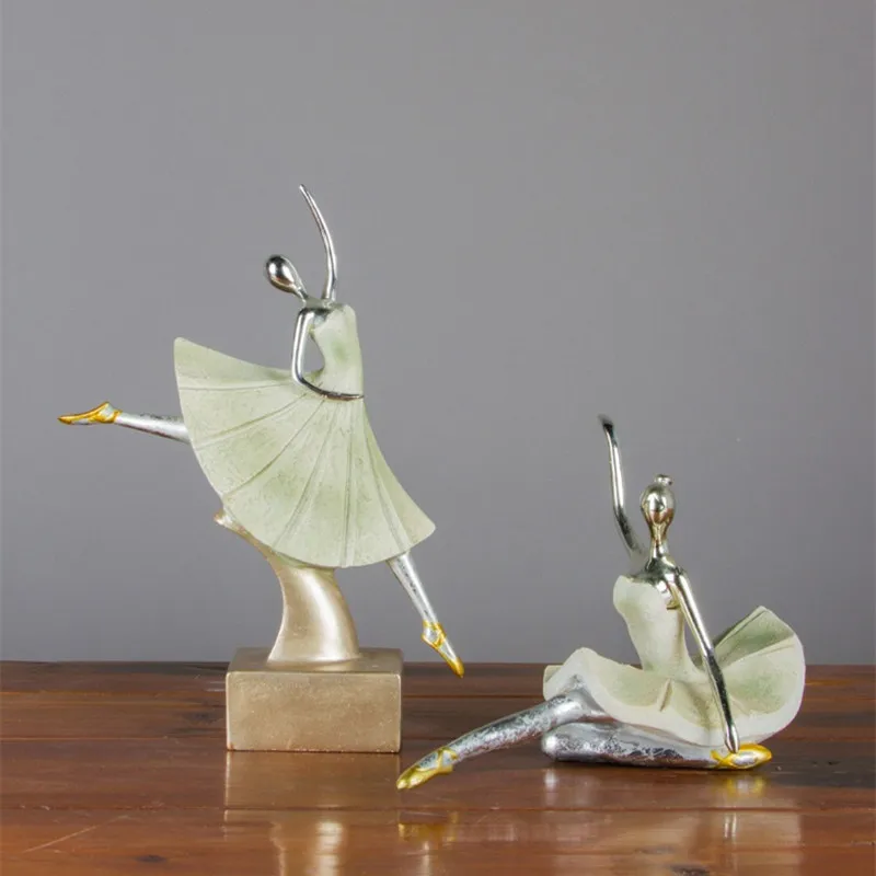 Abstract Volcanic Rock Ballet Dancer Girl Art Sculpture Dance Class Girl Figure Statue Resin Art&Craft Home Decoration R1381
