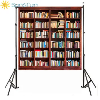 

Sunsfun Full Books Bookshelf Scene Photography Backgrounds Vinyl School Photo Backdrops For Photo Studio Customized Backdrops