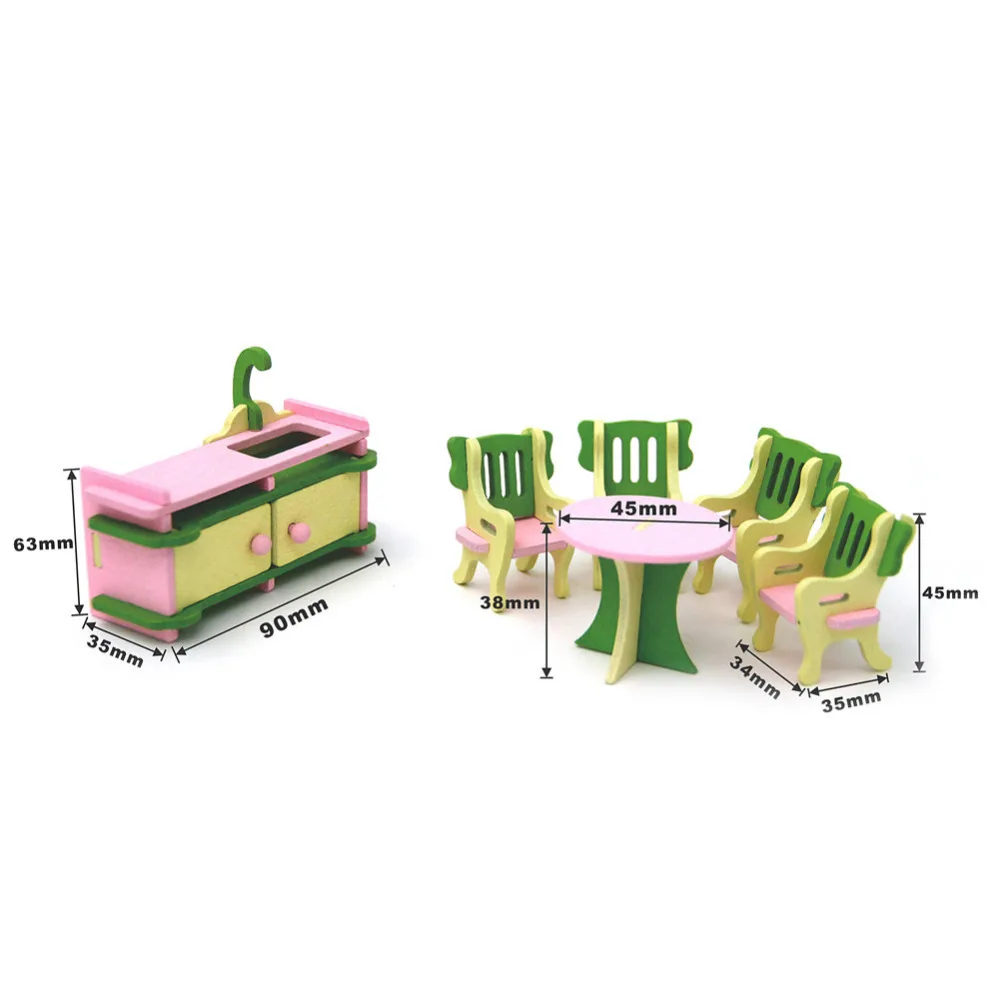 ABWE أفضل بيع 1 مجموعة الطفل دمية خشبية الأثاث دمى منزل مصغرة لعب الأطفال اللعب هدايا #12