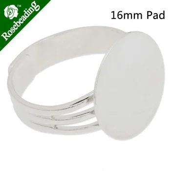 

Ring Blanks with 16mm pad,Adjustable,Round,Imitation Rhodium Plated,sold 20pcs/lot-C3373