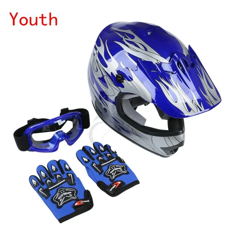 S/M/L/XL DOT Youth Kids Dirt Bike ATV Full Face шлем очки W/перчатки 6 цветов аксессуары для мотоциклов