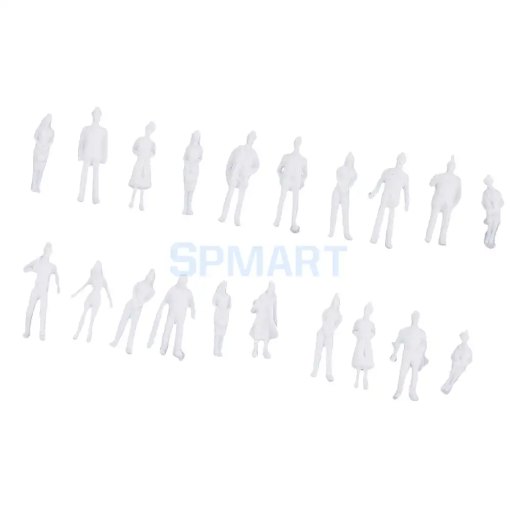20Pcs/lot 1:100 HO Scale Model Miniature White Figure Architectural Model Human Scale Model Plastic Peoples