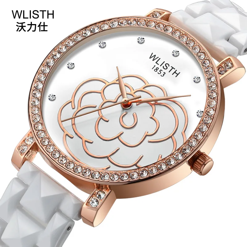 

2019 hot sale Ceramic watch female fashion Korean version of the diamond waterproof ladies new quartz