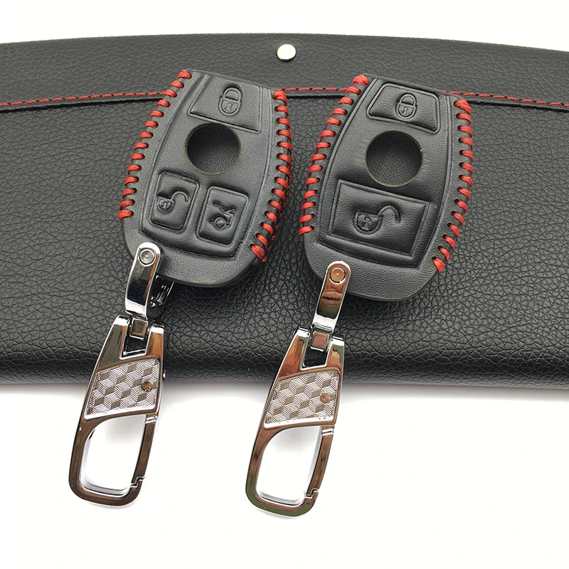 Leather car remote key case key cover For Mercedes Benz W124 W202 W203