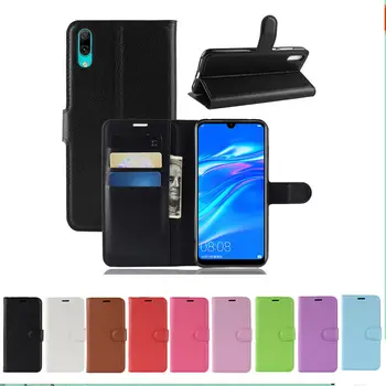 

50pcs/lot Litchi Pattern Flip Magnetic PU Leather Flip Wallet Case For Huawei Enjoy 9 Y7 Prime Y7 Pro 2019 Lychee Grain Cover
