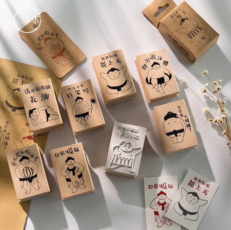 

Muran japan sumo wood stamp Decorative DIY stationery scrapbooking Retail