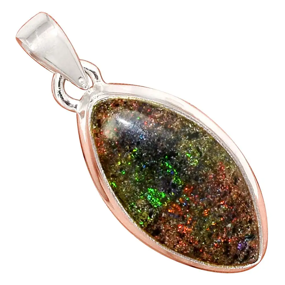 

NiaoZaiFei YunZaiKan Genuine Black Matrix Opal Pendant 925 Sterling Silver, 35 mm, MHBAP6173