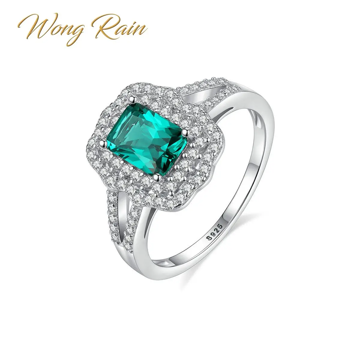 Wong Rain Винтажное кольцо из 100% стерлингового серебра 925 пробы с изумрудом и