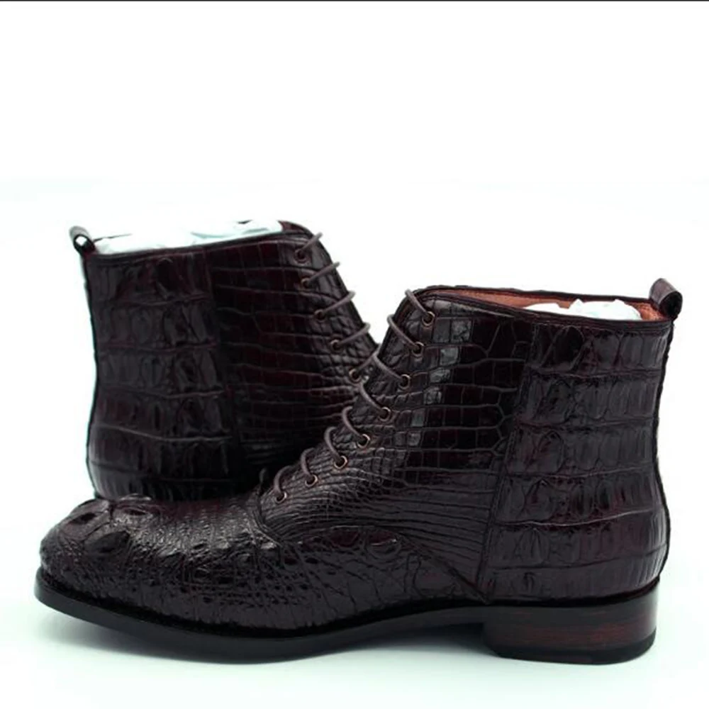 Роскошная обувь для мужчин sipriks импортные Туфли-оксфорды из крокодиловой кожи мужские Прошитые ботильоны темно-коричневые мужские ковбойские ботинки большой размер 10 11