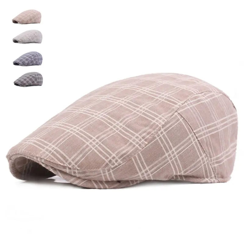 

High Quality Casual Berets Hats New Unisex Summer Sports Berets Caps For Men Women Adjustable Brand Plaid Flat Sun Cap