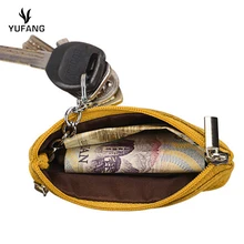 Yufang кошелек из натуральной кожи для монет кошелек для монет на молнии Ретро держатель для ключей кошелек для мелочи мини удобная сумка настоящая женская сумка