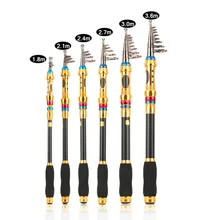 1.8/2.1/2.4/2.7/3.0/3.6M Carbon Fiber Telescopic Fishing Rods Sea Fishing Pole Stick Rods free shipping