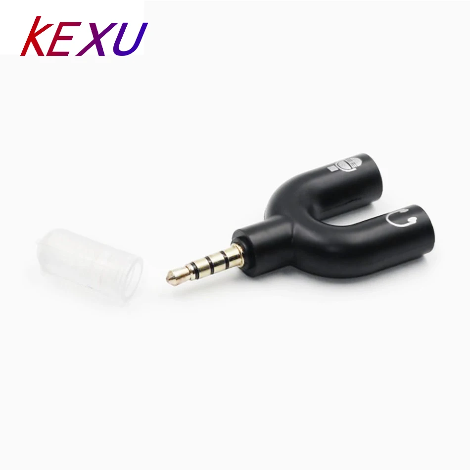 

KEXU U Shape Audio adapter One To Two 3.5mm Stereo Audio Earphone Mic Splitter Adapter Connector Audio adapter Single port