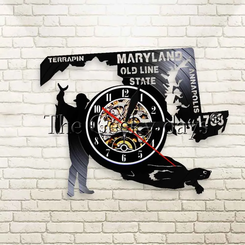 1Piece Old Line State Maryland Wall Clock US State Vinyl Record Clock
